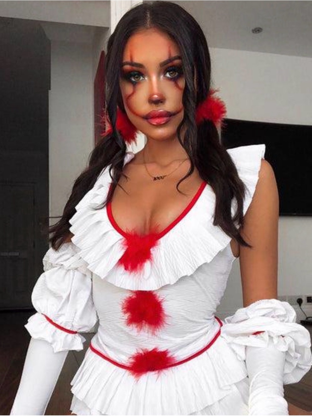 Fashion Nova Let's Play Game Killer Clown IT Bodysuit Costume XS S X-Small NEW